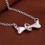 Zircon Love Dog Bone Chain Link Necklace For Women Gift HB88