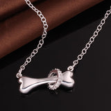 Zircon Love Dog Bone Chain Link Necklace For Women Gift HB88