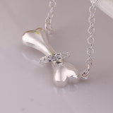 Zircon Love Dog Bone Chain Link Necklace For Women Gift HB88