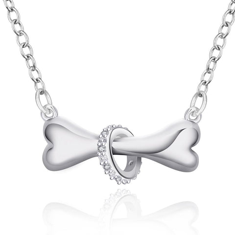 Zircon Love Dog Bone Chain Link Necklace For Women Gift HB88