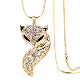 Rhinestone Fox Pendant Necklace