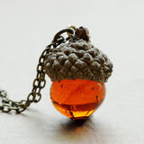 Glass Acorn Oak Necklace