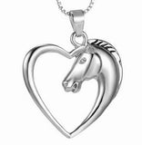 Hollow Heart Horse Pendant Necklace Silver plated Horse in Heart Necklace Christmas Birthday Gift