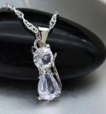 Mini Crystal Cat Pendant Necklace