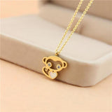 2016 New Cute Monkey Pendant Necklace 316L Titanium Steel Rose Gold Plated Fashion Woman Jewelry Gift Never Fade Free Shipping