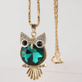 Gold Plated Crystal Owl Necklace