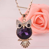 Gold Plated Crystal Owl Necklace