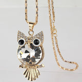 Gold Plated Crystal Owl Necklace