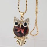 Gold Plated Crystal Owl Necklace