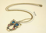 Colorful Carved Owl Neclacke