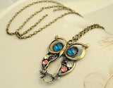 Colorful Carved Owl Neclacke